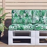 Homgoday Palettenkissen 2-TLG. Blattmuster Stoff Palettenauflage Sitzkissen...