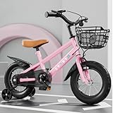 VIIROUD Kinderfahrrad 12 Zoll, Doppelbremsmodus, Stützräder,...