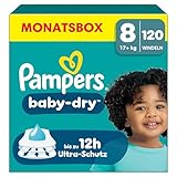 Pampers Baby-Dry Größe 8, 120 Windeln, 17kg+, bis zu 100 Prozent...