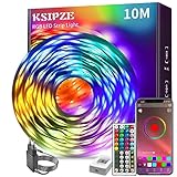 KSIPZE Led Strip 10m RGB LED Streifen mit Fernbedienung Bluetooth Musik...