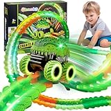 GleamKid Spielzeug ab 3 Jahre Autorennbahn Auto Set,Dinosaurier Auto...