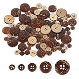 Vintage Holz Nähen Knöpfe, 100 Stück natürliche Kokosnuss Knöpfe, 4...