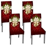 Petalum Stuhlhussen für Weihnachten, 4 Stück, Rücksitzbezug, dehnbar,...