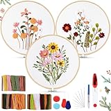 AOTWAN Stickset für Anfänger, Blumenmuster Pflanzen Sticken Set...