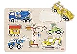 Goki 57593 Steckpuzzle Baufahrzeuge