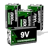 9V Akku wiederaufladbare, Wavypo 1300mAh Lithium batterien, mit...