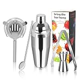 Cocktail Shaker Set, 5 Stück Edelstahl Cocktail Bar Cocktailshaker Kit mit...