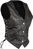 GEARX Damen Lederweste Motorradweste Vintange Chopper Bobber Klassisch...