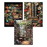 WEMEON 3 Stück Malen Nach Zahlen Erwachsene(30X40cm)- Bücherregal Malen...