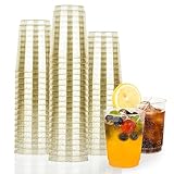NUZEKY 50 Stück Partybecher Set - Mehrweg Plastikbecher mit Goldglitter -...