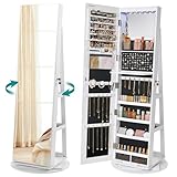SONGMICS Schmuckschrank, Spiegelschrank, mit rahmenlosem...