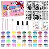 Glitzer Tattoo Set, Glitzertattoos Kinder Set für Mädchen - 36 Farben,220...