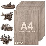 Freyeeti 6 Stück Sperrholzplatte 3mm, A4 300x210mm Walnussholzplanken,...