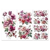 PLIGREAT 3 Blätter Vintage Blumen reiben auf Transfers für Möbel...