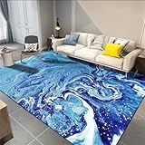 GX-YJX Living Floor Teppich Jugendzimmer Blauer minimalistischer Stil...