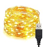 LED Lichterkette USB, 10M 100LED Kupferdraht Lichterkette mit Stecker,...