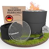 Heimfleiss® Rauchfreie Feuerschale Edelstahl Ø50cm | Feuerkorb mit...