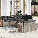 QJBSAVVA 9-teiliges Gartenmöbel Set Rattan Lounge Sofa Eckbank mit...