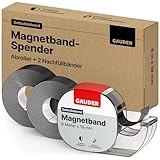 GAUDER Magnetband selbstklebend im Spender (+2x Ersatz-Magnetband) I...