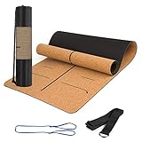Rutschfeste Yogamatte aus Kork mit Gurt und Tragetasche für Pilates,...