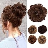 TESS Haarteil Dutt Hellbruan Haargummi mit Haaren Gewellt Kleine Haarknoten...
