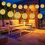 7M Led Lichterkette Marokkanische Solar,50 LED Kugeln Warmweiß,IP65...