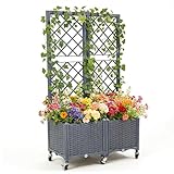 Blumenkästen Mit Rankgitter, Pflanzkübel Mit Rankgitter Kunststoff,...
