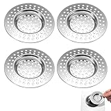 4 Stück Abflusssieb Edelstahl, Löcher Waschbecken Sieb, Abflusssieb...