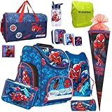 KiddiBex Marvel Spiderman Schulranzen Set 12-TLG. - Schultasche Jungen 1....