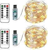 BXROIU 2 x 100LEDs Lichterkette USB 10 Meter Silbernedraht mit...