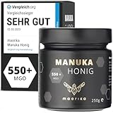 maorika - Manuka Honig 550 MGO + 250g im Glas (lichtundurchlässig, kein...