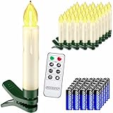 DEUBA® Weihnachtsbaumkerzen LED Kabellos 30er Set Batterie Timer...