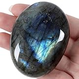 QINJIEJIE Groß Labradorit 2.4' Ovale Mondstein Kristalle Natürliche...