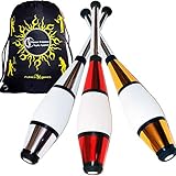Juggle Dream Euro PRO Jonglierkeulen 3er-Set (Silber/Rot/Gold) Jonglier...