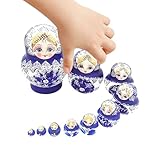 Matroschsche aus Holz – 10 Stück Holz Porzellan blau und weiß...