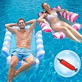 2 Pack Aufblasbare Pool Floats Hängematte, 4-in-1 Mehrzweck Tragbare...