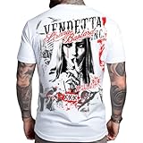 Vendetta Inc. Rundhals kurzarm Print T Shirt Bastard weiß 1324...