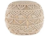 Pouf Strickhocker Kugelsitz Liegekissen Beige 40x40 cm rund Baumwolle...