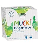 KREUL 2314 - Mucki leuchtkräftige Fingerfarbe, 4 x 150 ml in gelb, rot,...