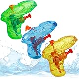 3X Wasserpistolen 8 cm bunt Set - Extra großer Reichweite - Spritzpistole...