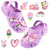 CityComfort Clogs Kinder, Gartenschuhe Sommerschuhe Mädchen mit Anhängern...