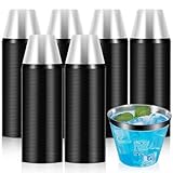Tczecoo 50 Stück Partybecher mit Schwarz Rand, 255ml/9 oz Hartplastik...