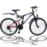 26 Zoll Mountainbike Fahrrad MIT VOLLFEDERUNG & Beleuchtung 21-Gang Shimano...