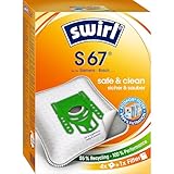 Swirl S 67 EcoPor Staubsaugerbeutel für Siemens, Bosch, 4 Beutel, Orange,...