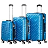 Zelsius Koffer Set 3 Stück, Blau | ABS Hartschalenkoffer mit...