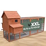 Melko - Hühnerstall braun Winterfest XXL 310x150x150cm mit Auslauf aus...