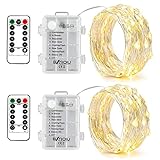 BXROIU 2 x50Leds Silbernedraht Micro LED Lichterkette Batteriebetrieb 8...