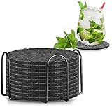 com-four® 12x Untersetzer aus Filz - runde Tischschoner mit Metall-Halter...