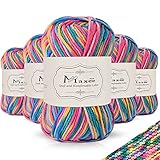 Maxee Handstrickgarn, 5x50 g Häkelgarn, Bunt Farbverlauf Acrylgarn zum...