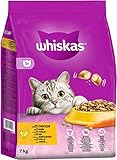 Whiskas Adult 1+ Katzentrockenfutter mit Huhn, 7kg (1 Beutel) –...